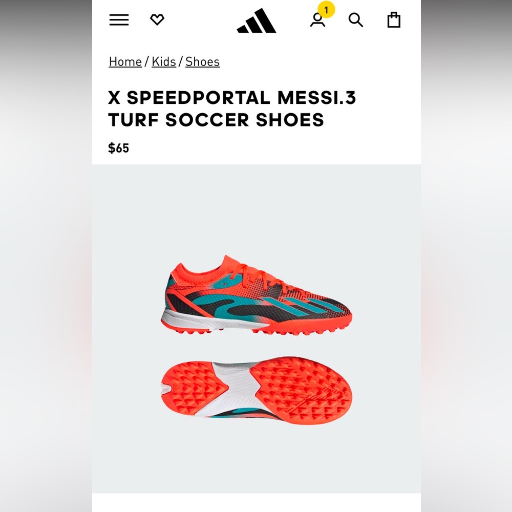 Kids Adidas Speedportal Messi 3 turf Soccer Shoes